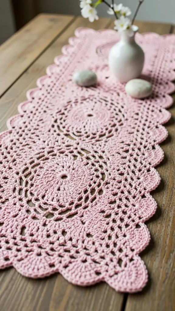 Light Pink Crochet Runner