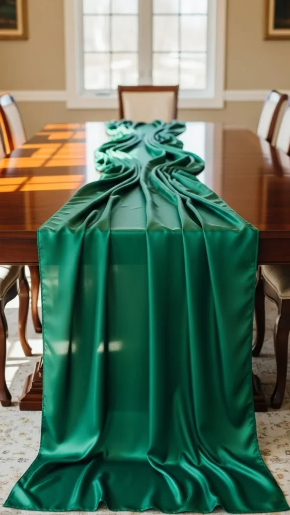 Long Green Runner For Extended Tables