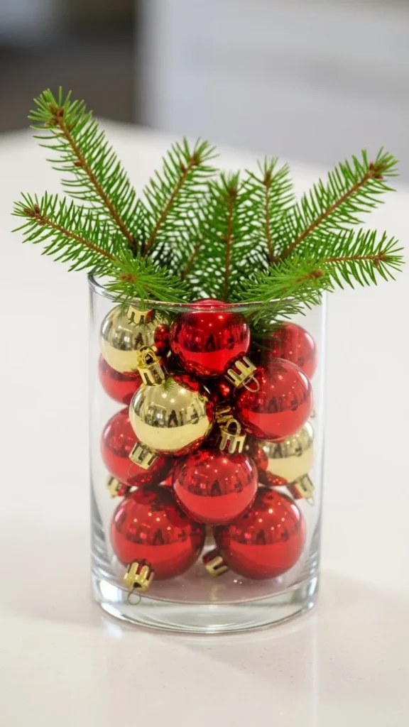 Mini Ornament-Filled Vase with Short Greenery