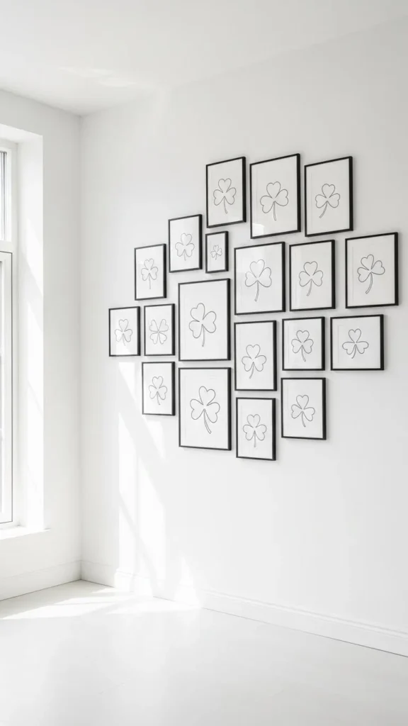 Minimal Line Art Shamrock Prints