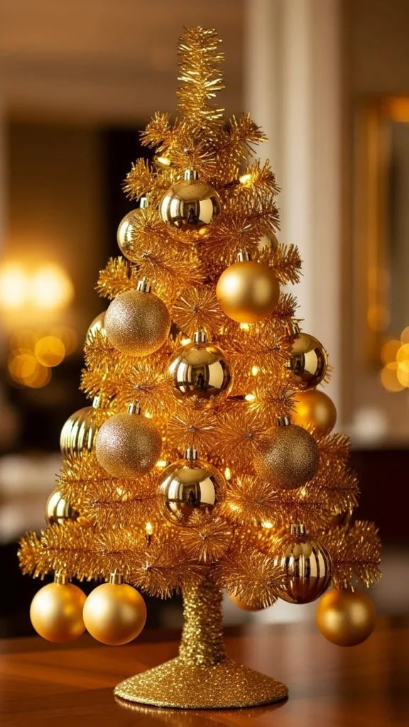 Monochrome Gold Tinsel Tree