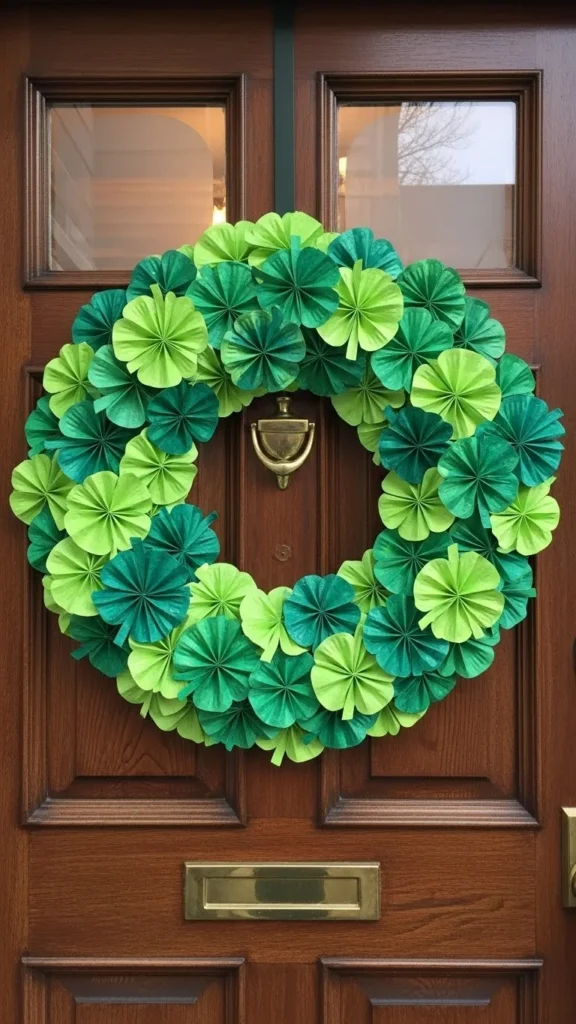 Painted Paper Plate Shamrock Wreath
