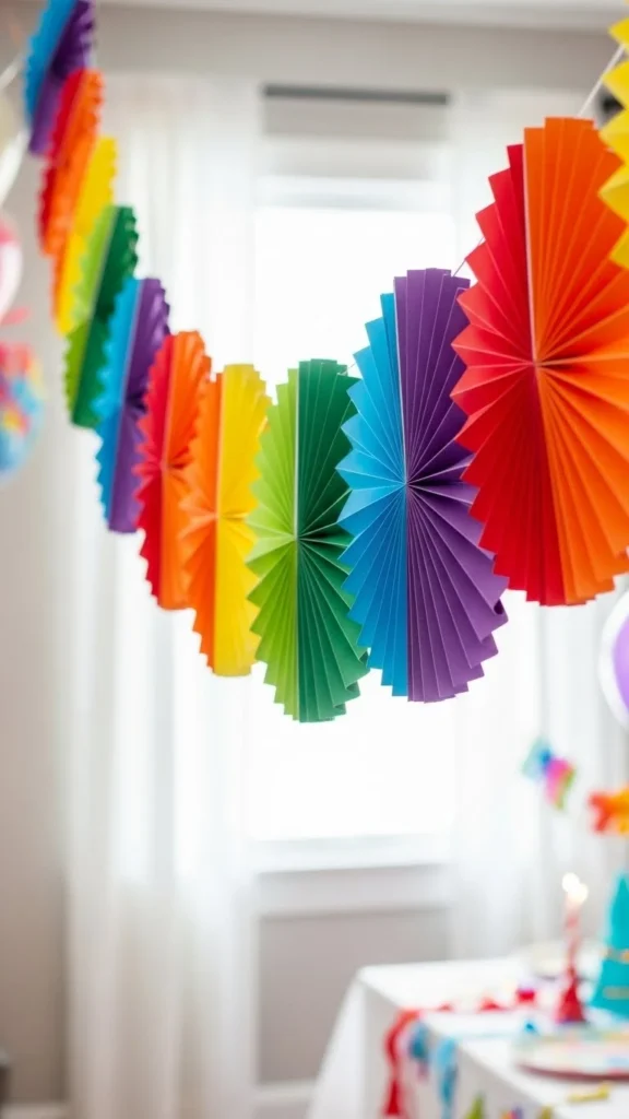 Paper Fan Rainbow Garland