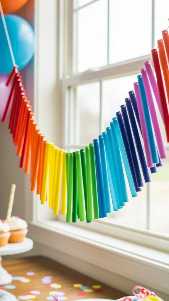 Paper Straw Rainbow Garland
