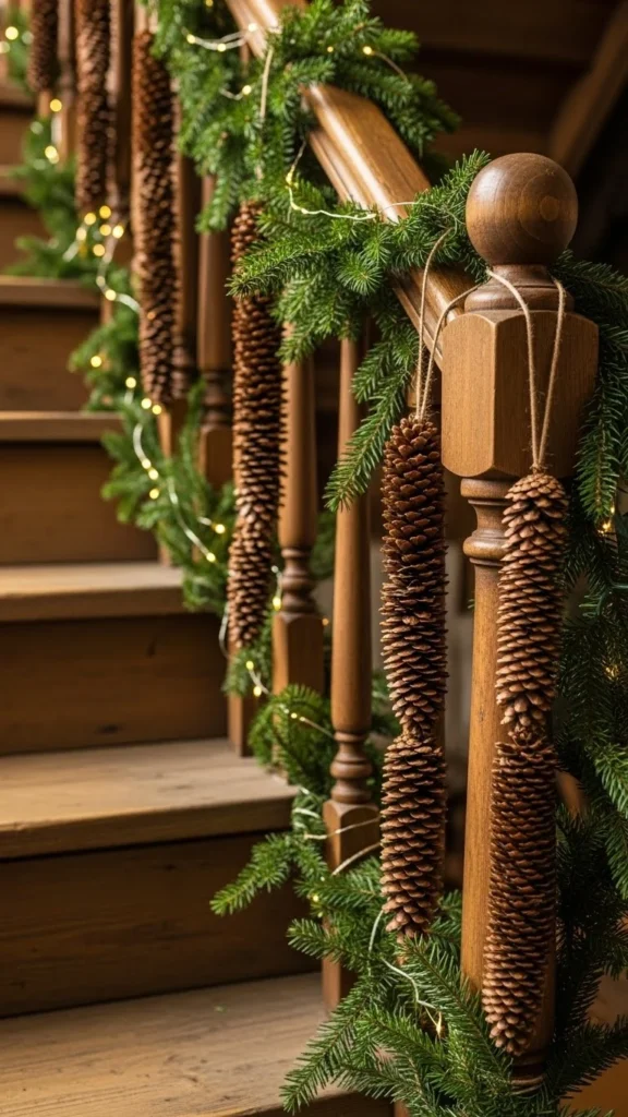 Pinecone Staircase Decor