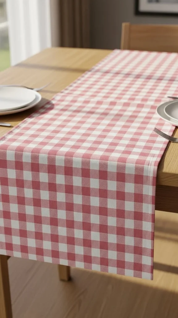 Pink Gingham Table Runner