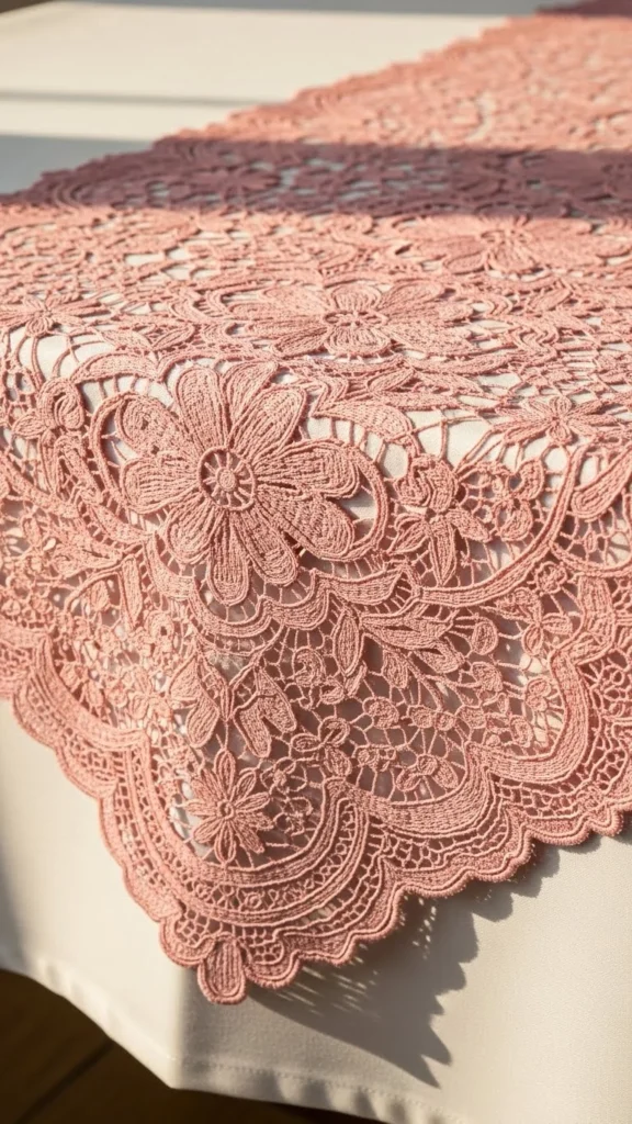 Pink Lace Overlay Runner