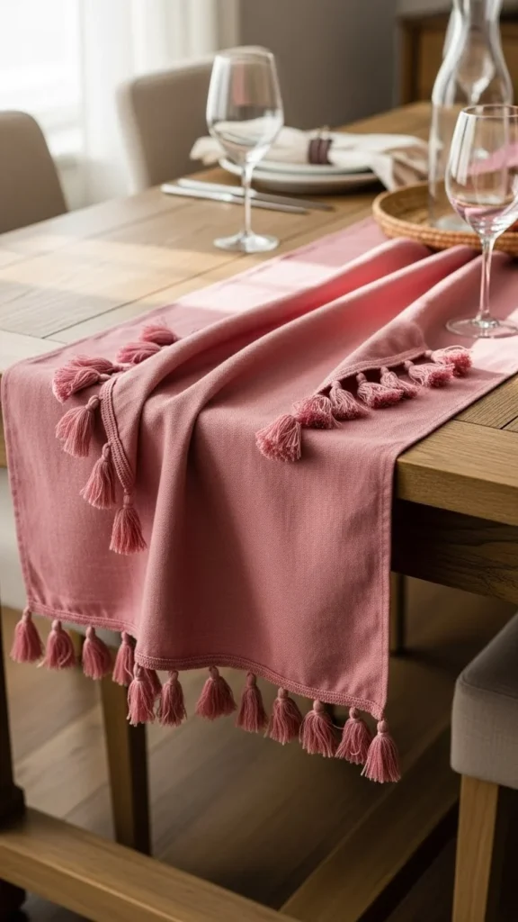 Pink Tassel Trim Runner