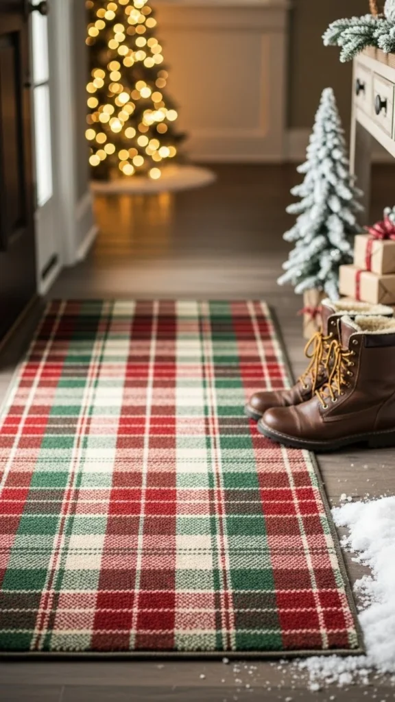 Plaid Accent Rug in the Entryway