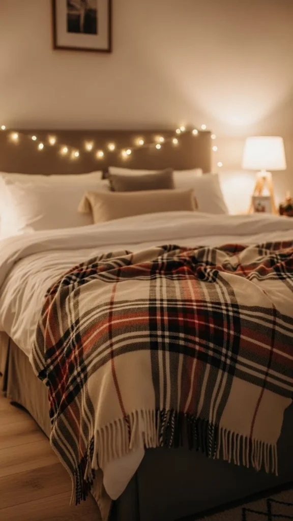 Plaid Bed Throws for a Holiday Bedroom