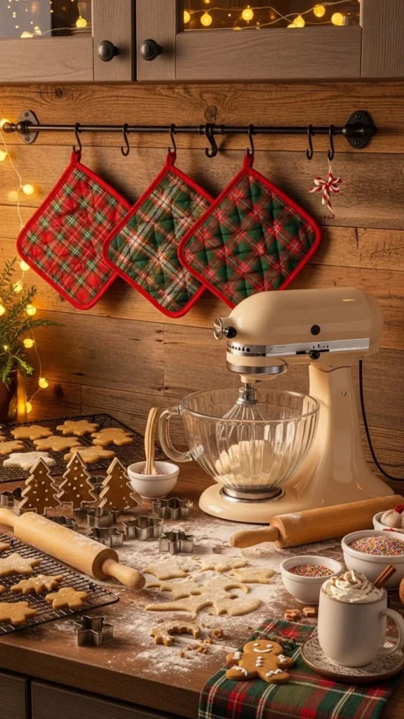 Plaid Pot Holders in the Kitchen