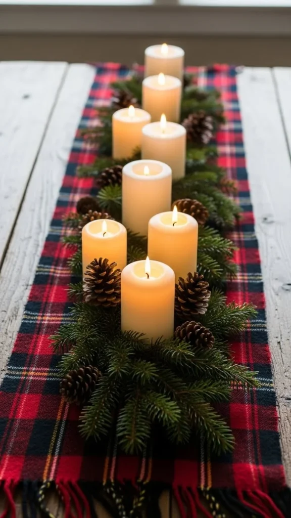 Plaid Scarves Used as Table Runners