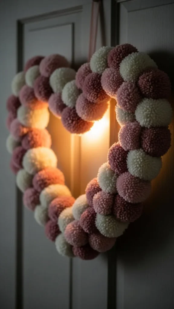 Pom Pom Heart Wreath