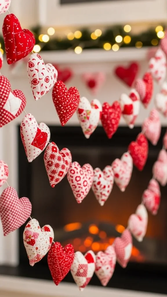 Quilted Fabric Heart Garland