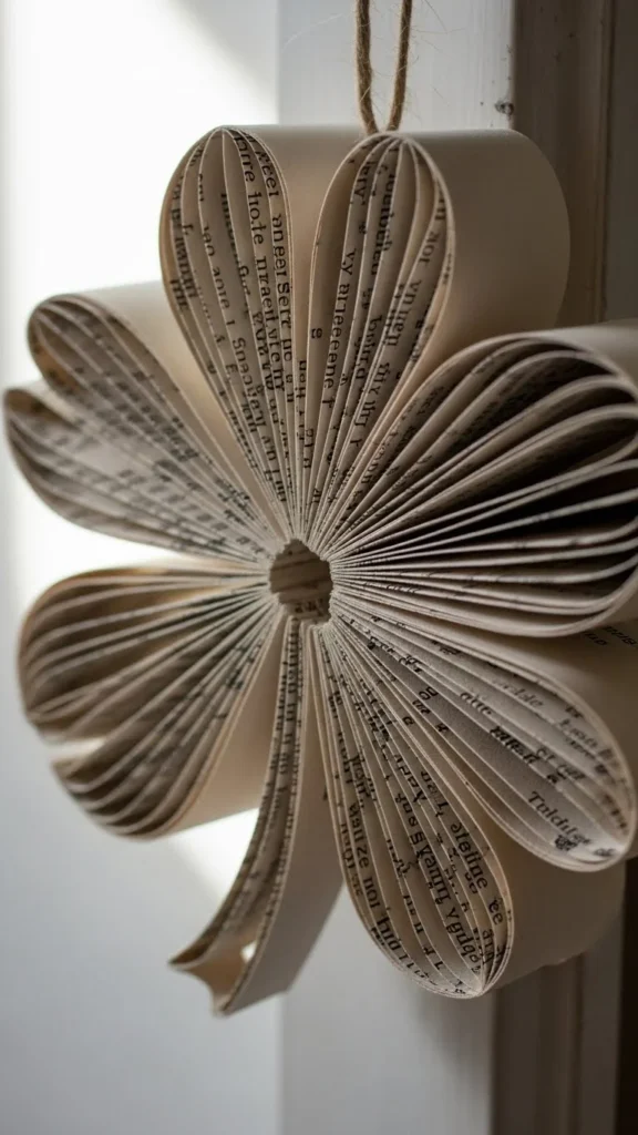 Reclaimed Book Page Clover