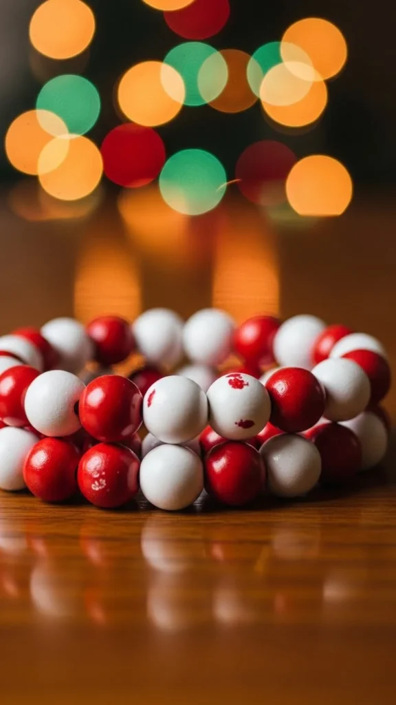 Red and White Holiday Bead Garland