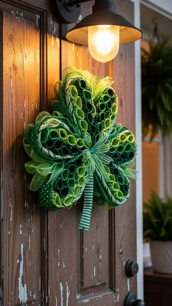 Ribbon Loop Shamrock Wreath