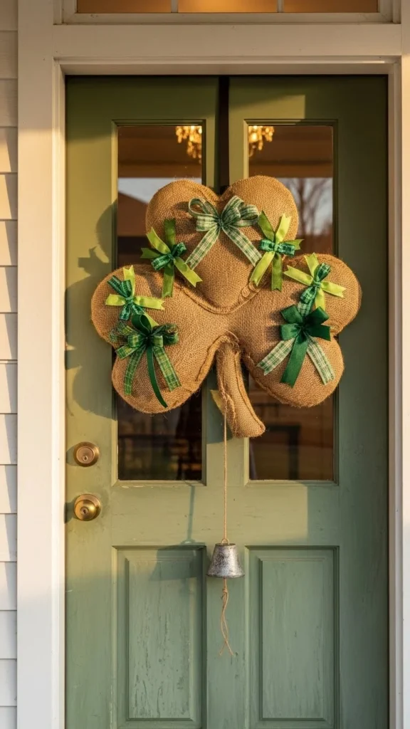 Rustic Burlap Shamrock Wreath
