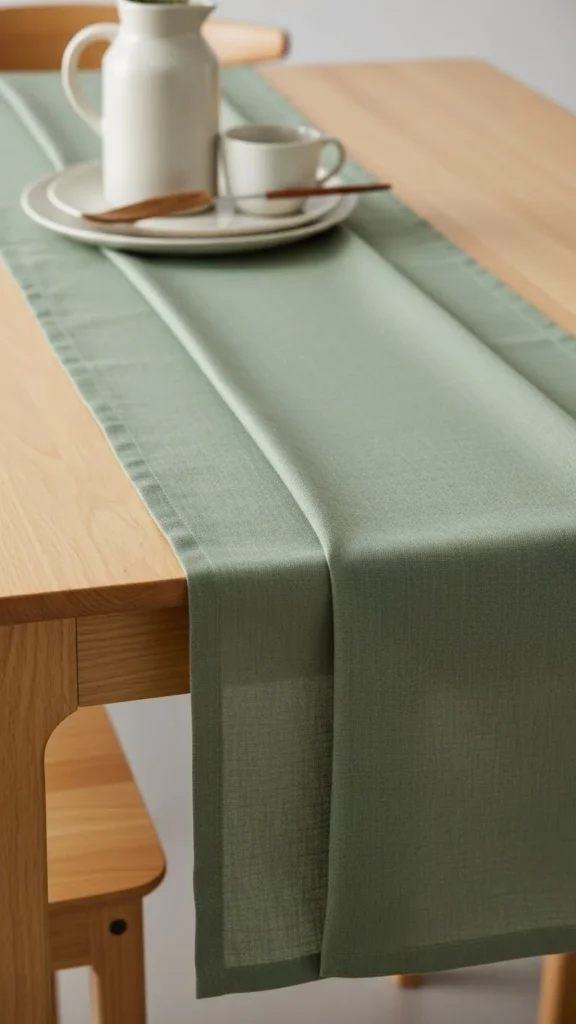 Sage Green Table Runner With Center Fold