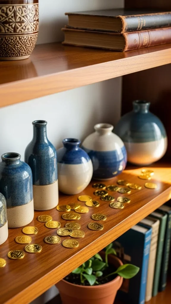 Shelf Styling With Coins