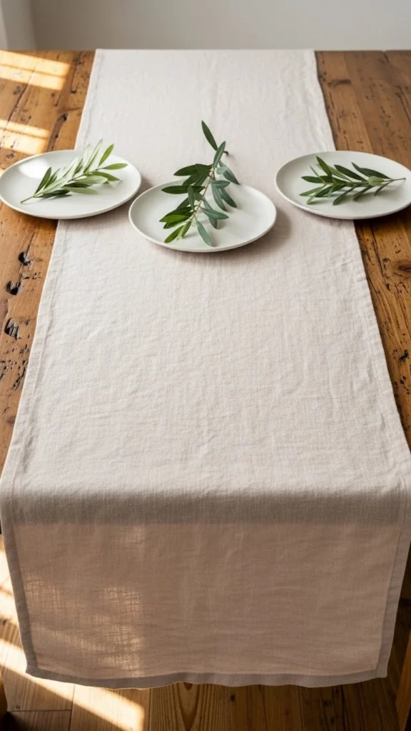 Soft Blush Linen Runner