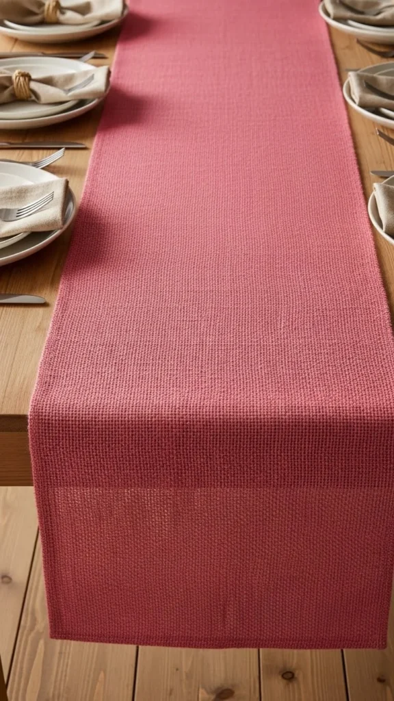 Solid Pink Burlap Runner