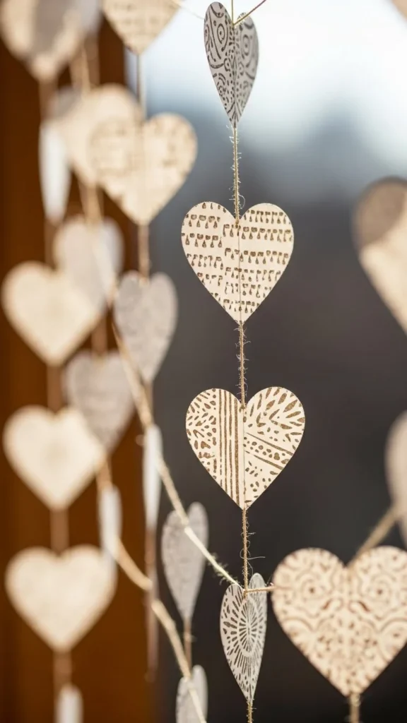 Stamped Paper Heart Garland
