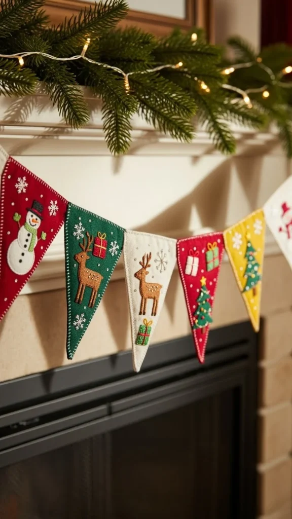 Stitched Christmas Garland Flags