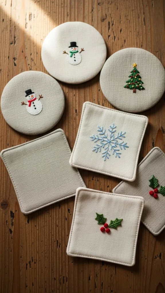 Stitched Holiday Coasters