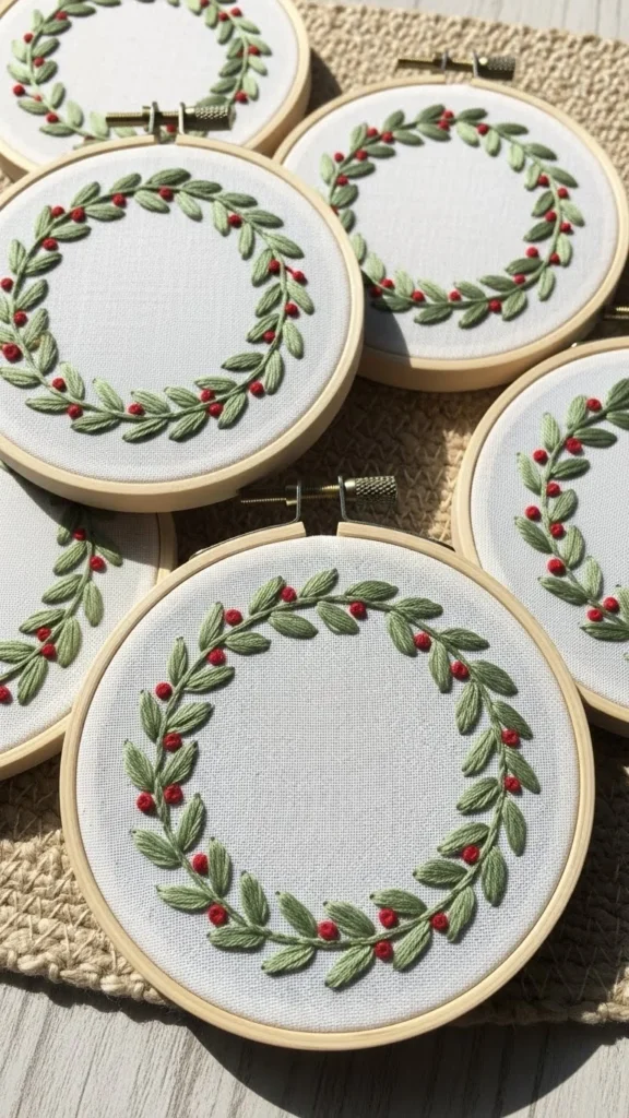 Stitched Mini Wreath Hoops