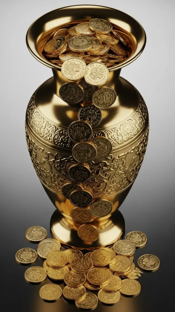 Tall Gold Vase Overflow Effect