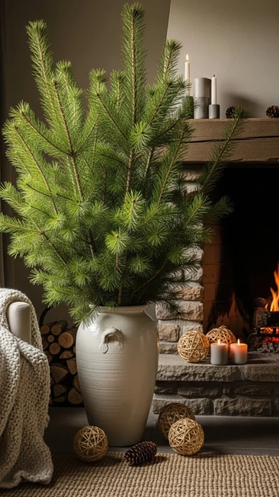 Tall Pine Branches in a Floor Vase