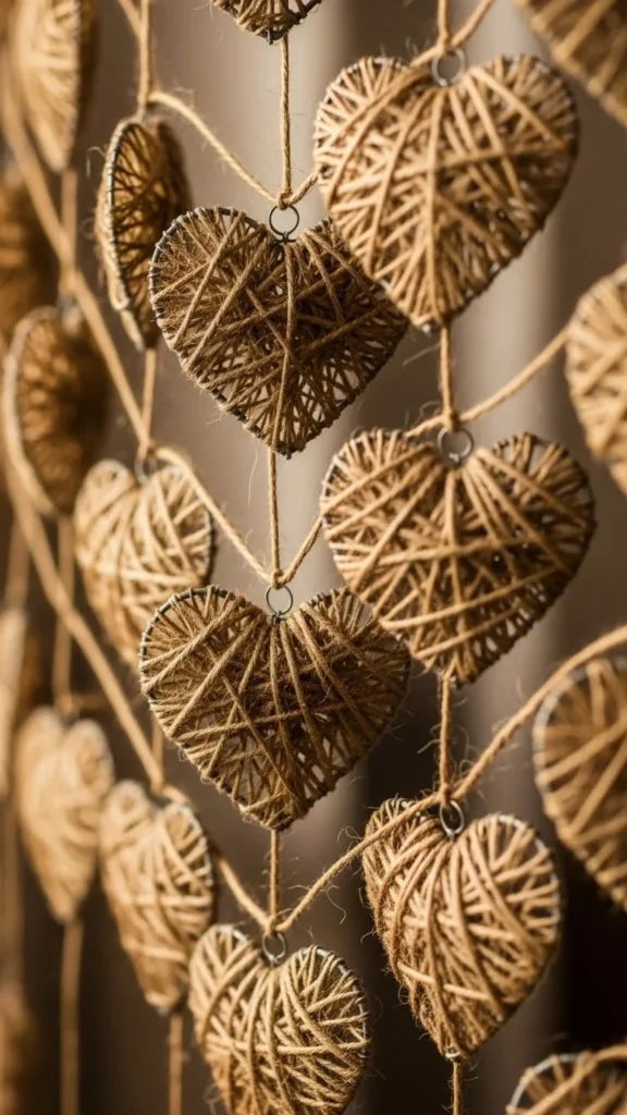 Twine Wrapped Heart Garland