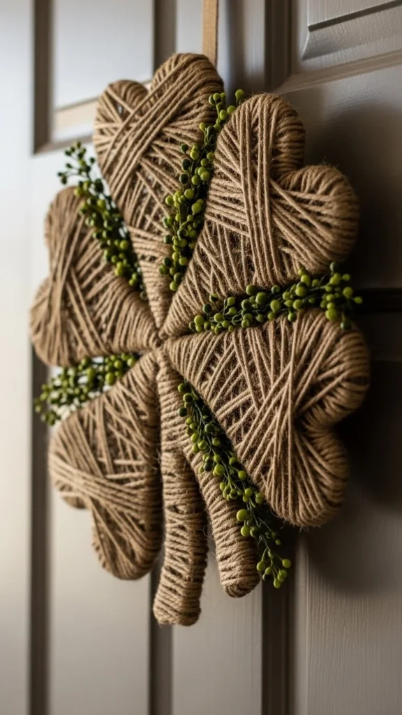 Twine-Wrapped Shamrock Wreath