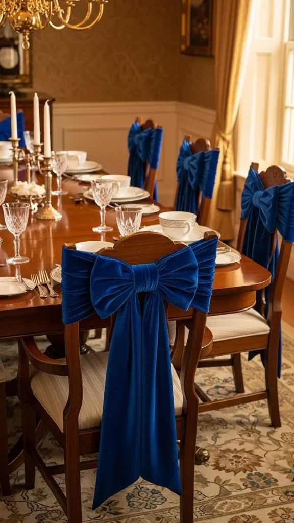 Velvet Bow Dining Chair Accents
