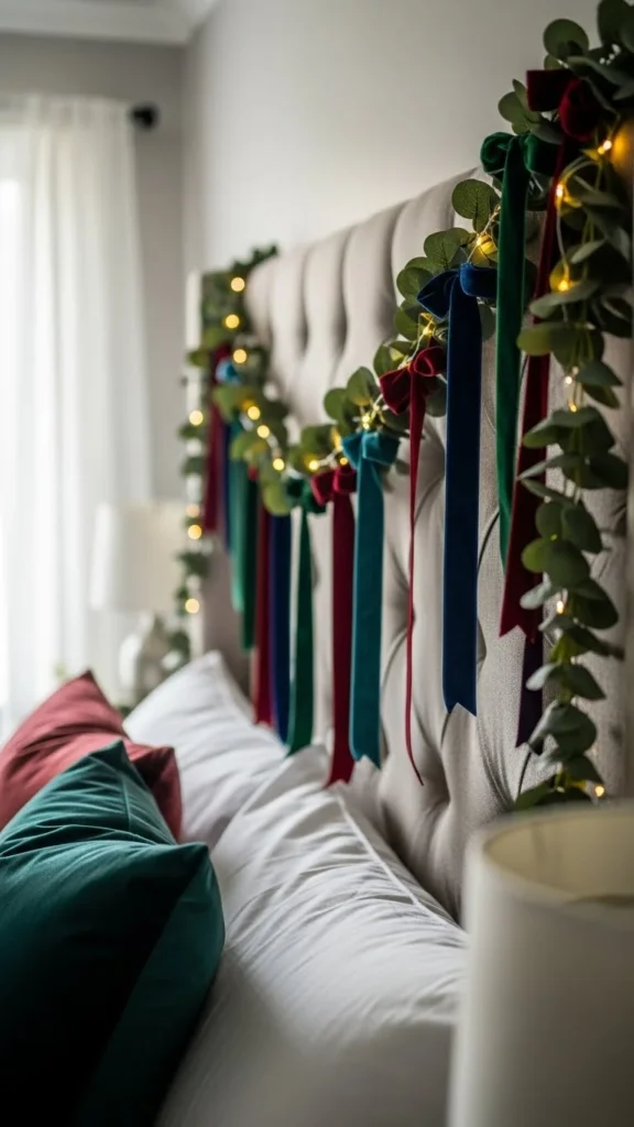 Velvet Garland Drape on a Headboard