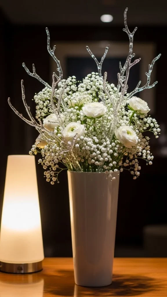 White Blossoms with Icy Branches