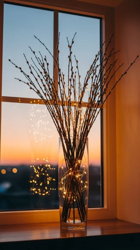 Willow Branches with Warm Lights