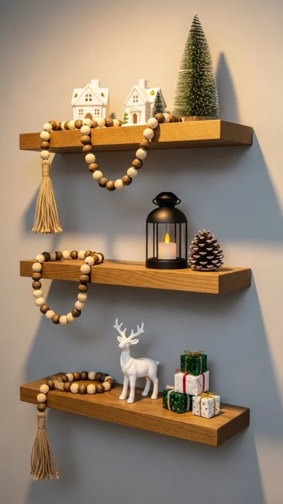 Wood Bead Garland for Floating Shelves