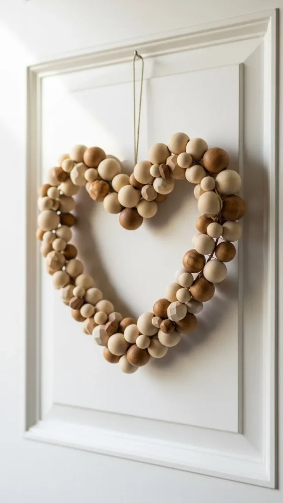 Wood Bead Heart Wreath