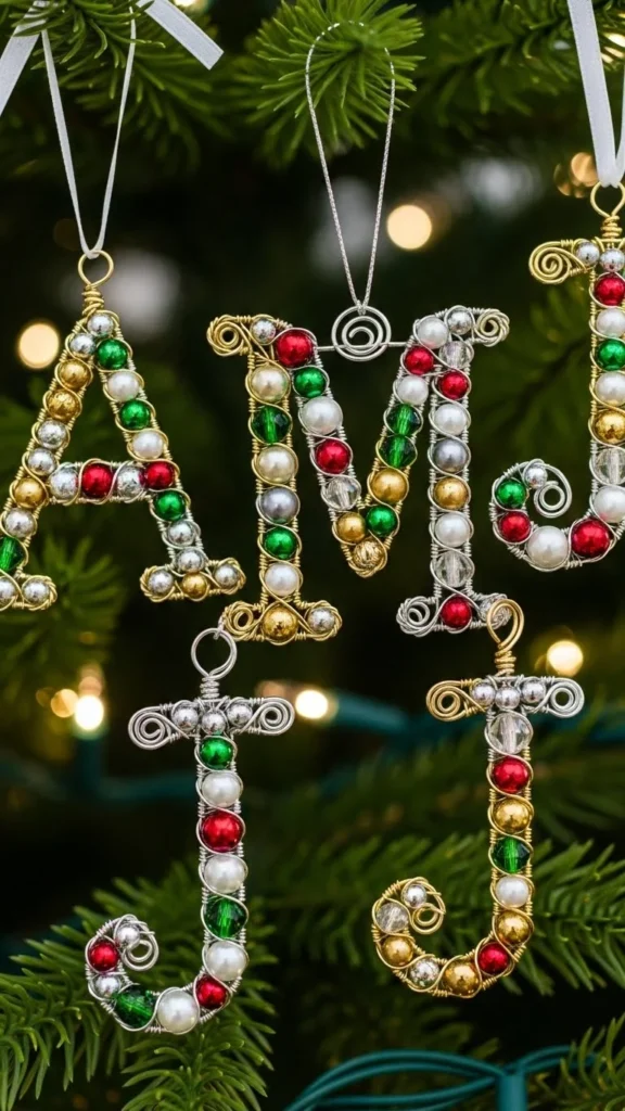 Wood Bead Ornaments With Initials