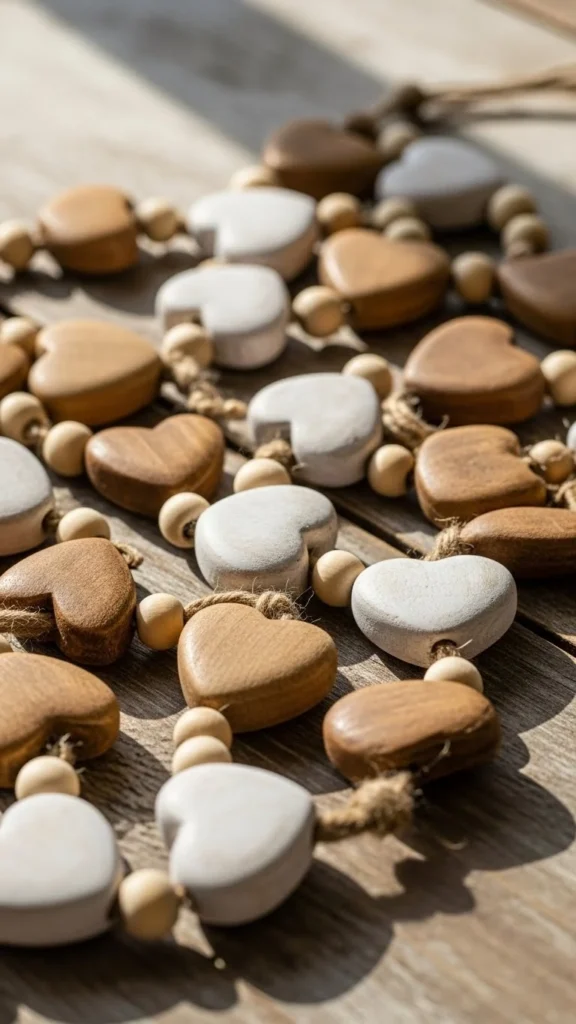 Wooden Bead Heart Garland