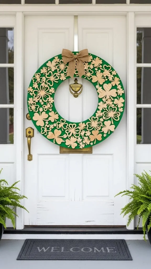 Wooden Shamrock Cutout Wreath
