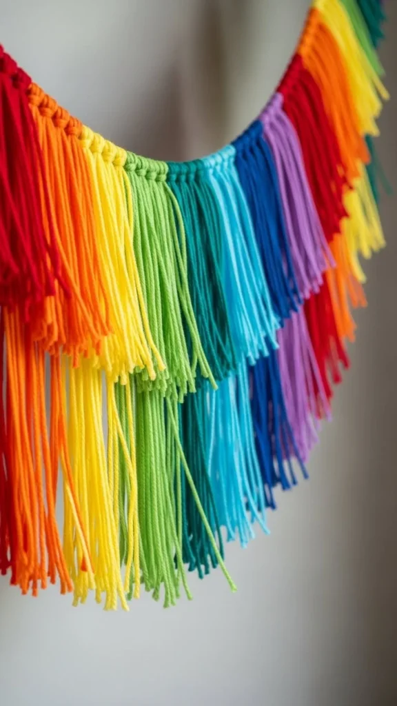 Yarn Fringe Rainbow Garland