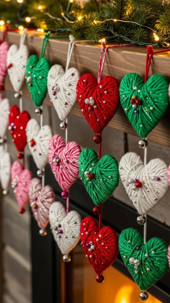 Yarn Wrapped Heart Garland