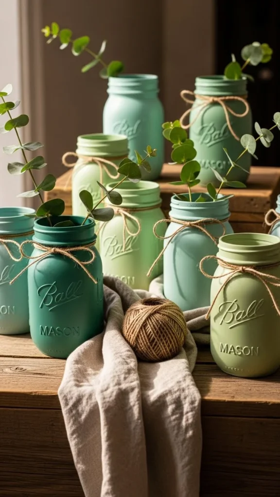 green mason jar crafts