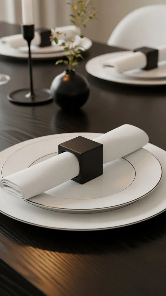 Black Metal Square Napkin Rings