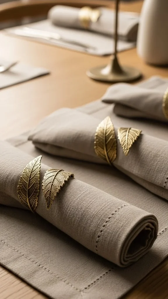 Brass Leaf Napkin Rings
