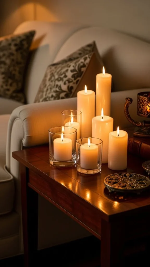 Candle Clusters on Side Tables