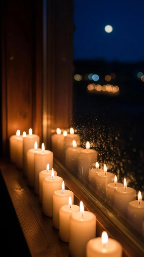 Candlelight Along Window Sills